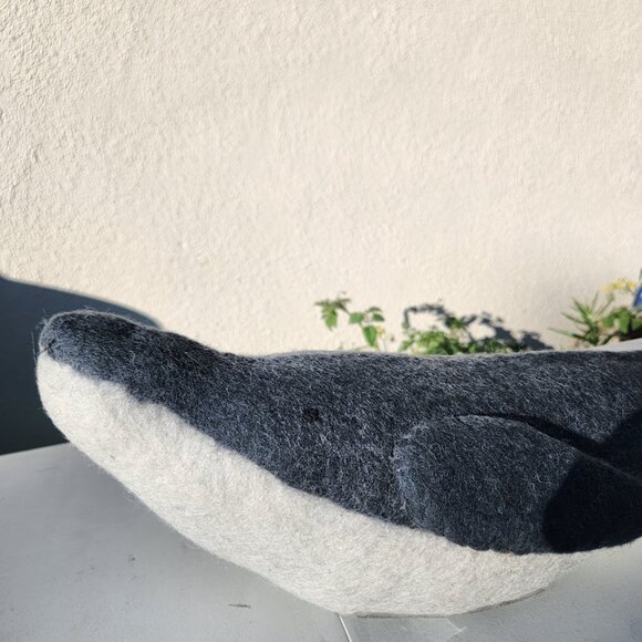 Pottery Barn Wally the Whale Pillow 22"x9" Felt Animal Decor Plush Beach Nautica - Picture 7 of 11